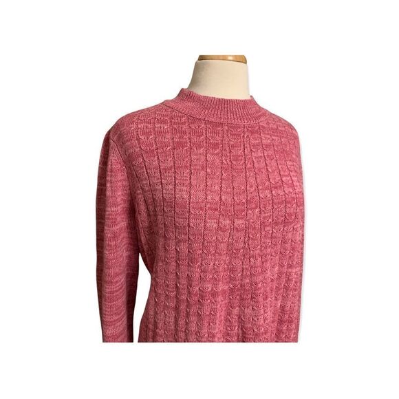 Plus Size Woman Within Pink Long Sleeve Knitted Sweater size 1X Low Turtleneck - Picture 8 of 9